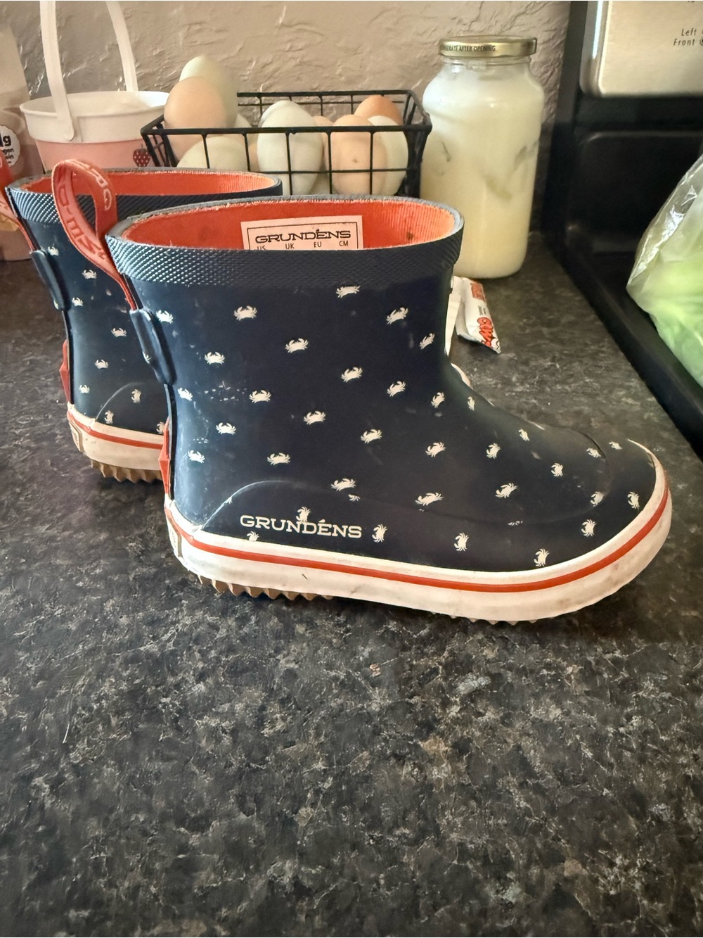 Grundéns Kids Navy Crab-Print Rain Boots